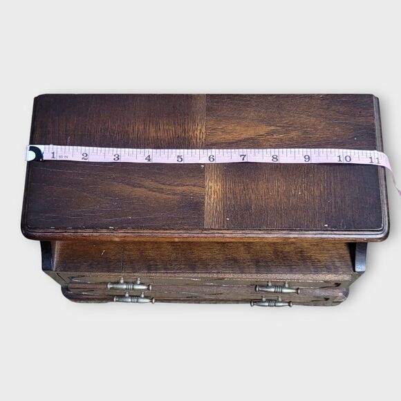 Jay Import Small Wood Musical Jewelry Box Drawers Storage Ring Holder Wt Mirror - Picture 7 of 12